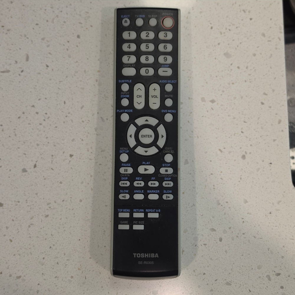 OEM Toshiba SE-R0305 TV DVD Combo Remote Control Black Grey